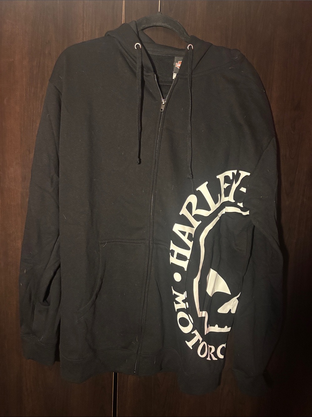 Harley-Davidson Black Zip Front Hoodie with White Graphic